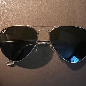 RayBan Polarized Gold frame Aviator Sunglasses